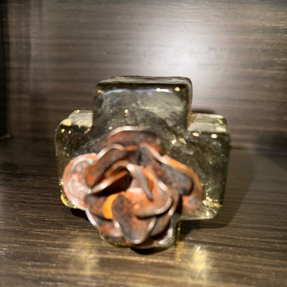Glass Cross with Rose Design